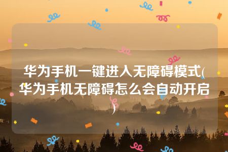 华为手机一键进入无障碍模式(华为手机无障碍怎么会自动开启)