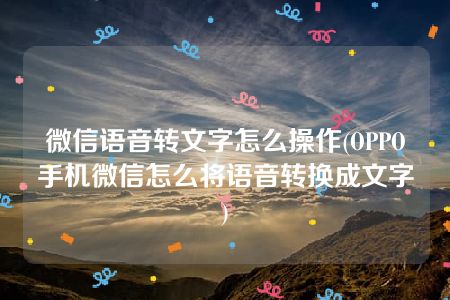 微信语音转文字怎么操作(OPPO手机微信怎么将语音转换成文字)