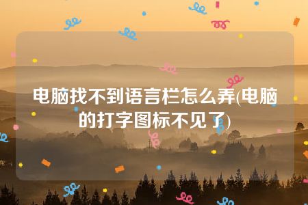 电脑找不到语言栏怎么弄(电脑的打字图标不见了)