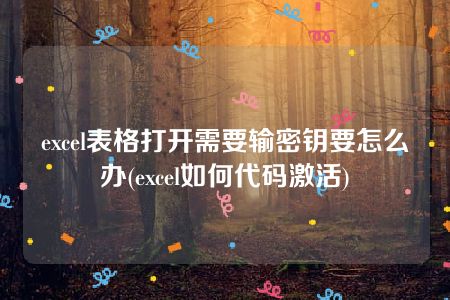 excel表格打开需要输密钥要怎么办(excel如何代码激活)