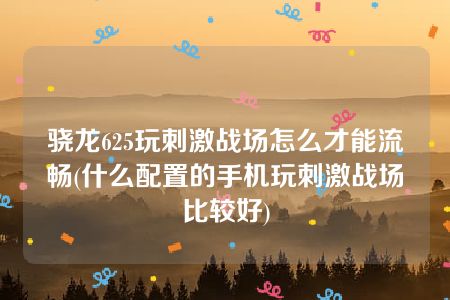 骁龙625玩刺激战场怎么才能流畅(什么配置的手机玩刺激战场比较好)