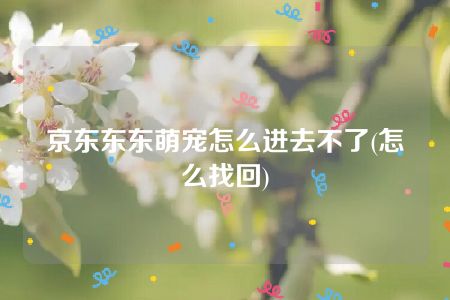 京东东东萌宠怎么进去不了(怎么找回)