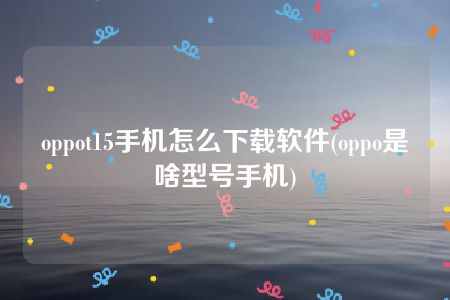 oppot15手机怎么下载软件(oppo是啥型号手机)