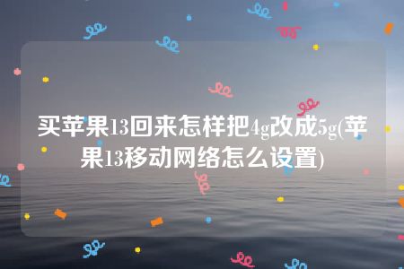 买苹果13回来怎样把4g改成5g(苹果13移动网络怎么设置)