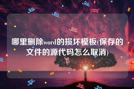 哪里删除word的损坏模板(保存的文件的源代码怎么取消)