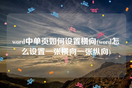 word中单页如何设置横向(word怎么设置一张横向一张纵向)