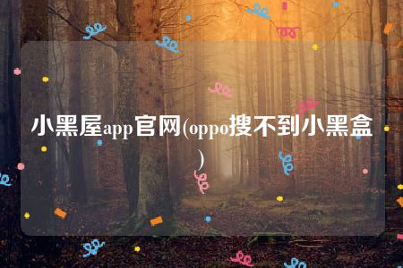 小黑屋app官网(oppo搜不到小黑盒)