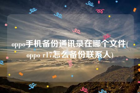 oppo手机备份通讯录在哪个文件(oppo r17怎么备份联系人)