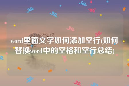 word里面文字如何添加空行(如何替换word中的空格和空行总结)