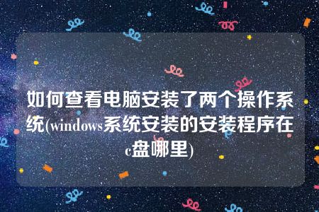 如何查看电脑安装了两个操作系统(windows系统安装的安装程序在c盘哪里)