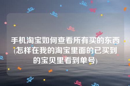 手机淘宝如何查看所有买的东西(怎样在我的淘宝里面的已买到的宝贝里看到单号)