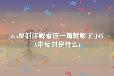 java反射详解看这一篇就够了(JAVA中反射是什么)