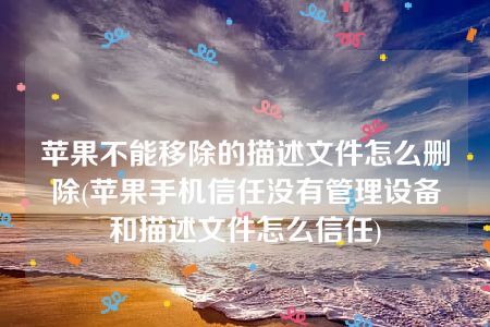 苹果不能移除的描述文件怎么删除(苹果手机信任没有管理设备和描述文件怎么信任)