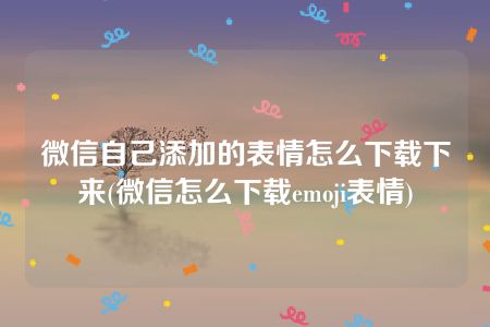 微信自己添加的表情怎么下载下来(微信怎么下载emoji表情)