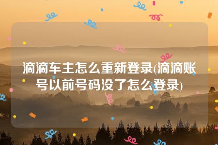 滴滴车主怎么重新登录(滴滴账号以前号码没了怎么登录)