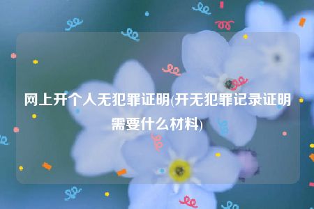 网上开个人无犯罪证明(开无犯罪记录证明需要什么材料)