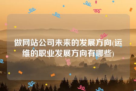 做网站公司未来的发展方向(运维的职业发展方向有哪些)