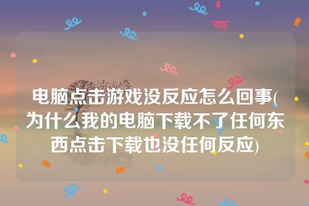 电脑点击游戏没反应怎么回事(为什么我的电脑下载不了任何东西点击下载也没任何反应)