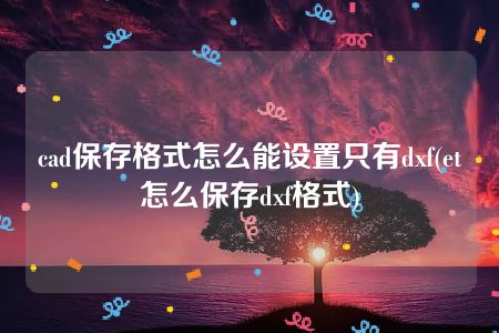 cad保存格式怎么能设置只有dxf(et怎么保存dxf格式)