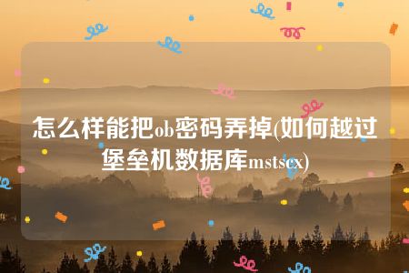 怎么样能把ob密码弄掉(如何越过堡垒机数据库mstscx)