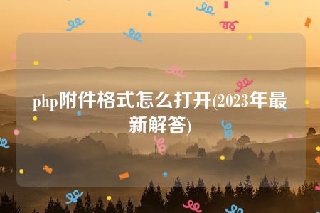 php附件格式怎么打开(2023年最新解答)