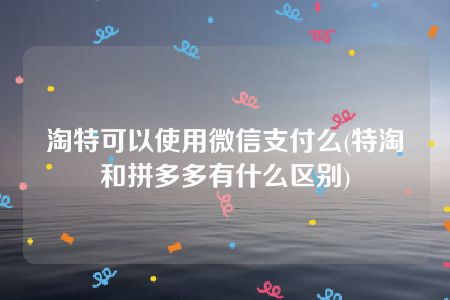 淘特可以使用微信支付么(特淘和拼多多有什么区别)