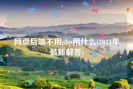 网页后端不用php用什么(2023年最新解答)