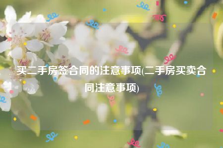 买二手房签合同的注意事项(二手房买卖合同注意事项)