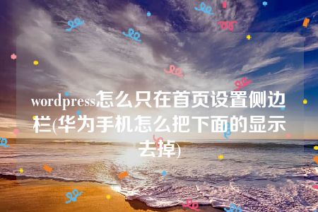 wordpress怎么只在首页设置侧边栏(华为手机怎么把下面的显示去掉)