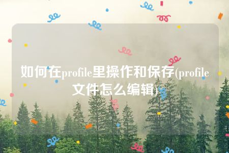 如何在profile里操作和保存(profile文件怎么编辑)