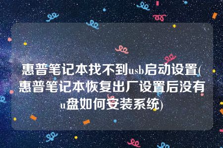 惠普笔记本找不到usb启动设置(惠普笔记本恢复出厂设置后没有u盘如何安装系统)