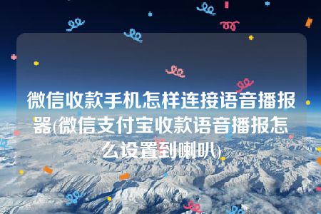 微信收款手机怎样连接语音播报器(微信支付宝收款语音播报怎么设置到喇叭)