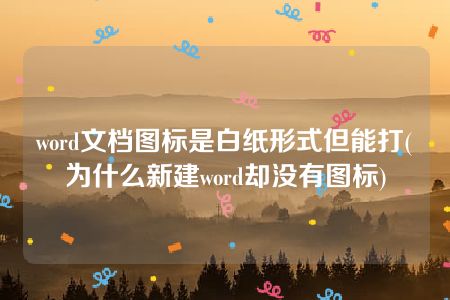 word文档图标是白纸形式但能打(为什么新建word却没有图标)