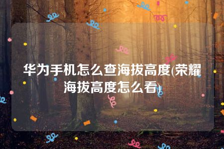 华为手机怎么查海拔高度(荣耀海拔高度怎么看)