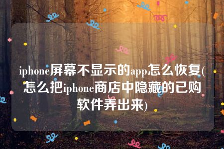 iphone屏幕不显示的app怎么恢复(怎么把iphone商店中隐藏的已购软件弄出来)