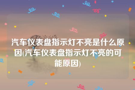 汽车仪表盘指示灯不亮是什么原因(汽车仪表盘指示灯不亮的可能原因)