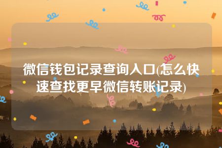 微信钱包记录查询入口(怎么快速查找更早微信转账记录)