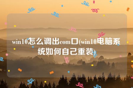 win10怎么调出com口(win10电脑系统如何自己重装)