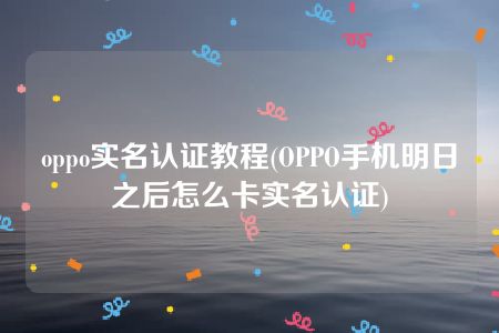oppo实名认证教程(OPPO手机明日之后怎么卡实名认证)