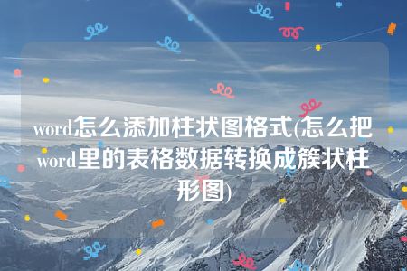 word怎么添加柱状图格式(怎么把word里的表格数据转换成簇状柱形图)