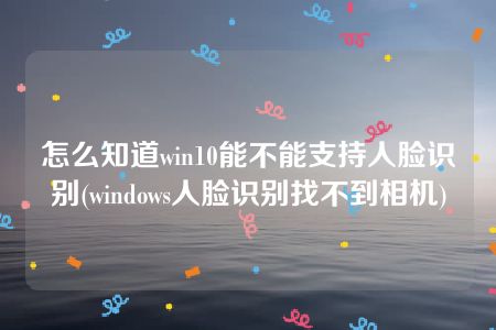 怎么知道win10能不能支持人脸识别(windows人脸识别找不到相机)