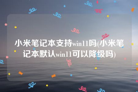 小米笔记本支持win11吗(小米笔记本默认win11可以降级吗)