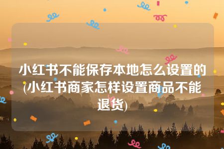 小红书不能保存本地怎么设置的(小红书商家怎样设置商品不能退货)