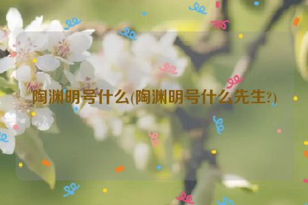 陶渊明号什么(陶渊明号什么先生?)