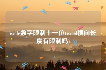 excle数字限制十一位(excel横向长度有限制吗)