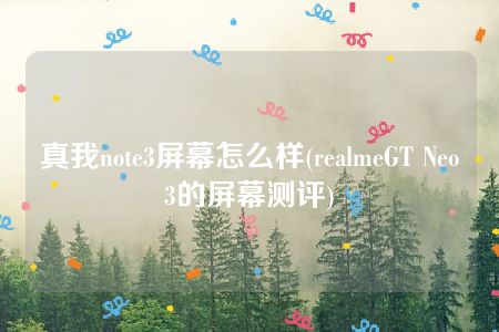 真我note3屏幕怎么样(realmeGT Neo3的屏幕测评)