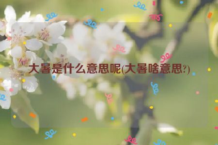 大暑是什么意思呢(大暑啥意思?)