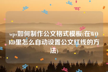 wps如何制作公文格式模板(在WORD里怎么自动设置公文红线的方法)