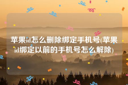 苹果id怎么删除绑定手机号(苹果id绑定以前的手机号怎么解除)