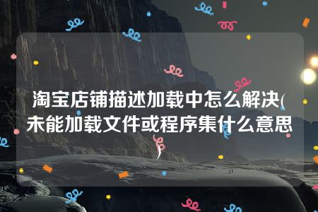 淘宝店铺描述加载中怎么解决(未能加载文件或程序集什么意思)